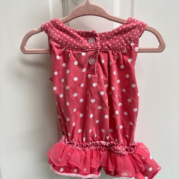 Little Lass 24M Pink and White Polka Dot Peplum Blouse Top - Picture 4 of 5